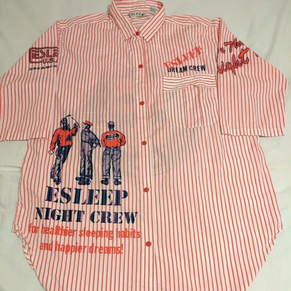 Vtg 80s ESLEEP Pajama Shirt One Size